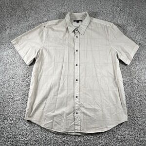 John Varvatos Shirt Mens‎ XXL Beige Snap Button Up Casual Preppy Short Sleeve
